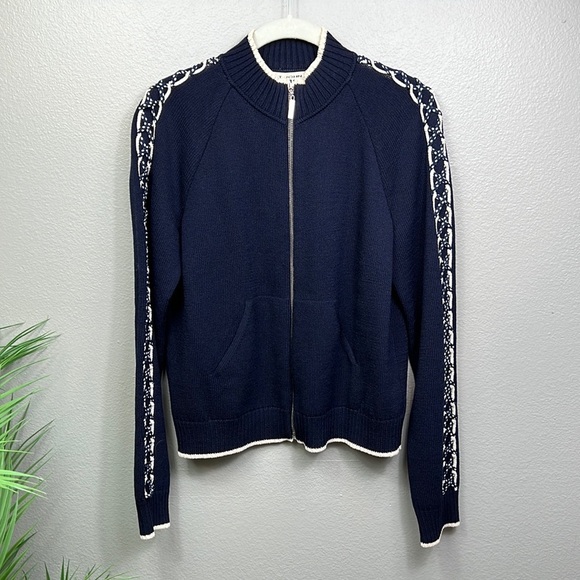 St. John Sweaters - St. John Knit Cardigan Zippered Navy Small